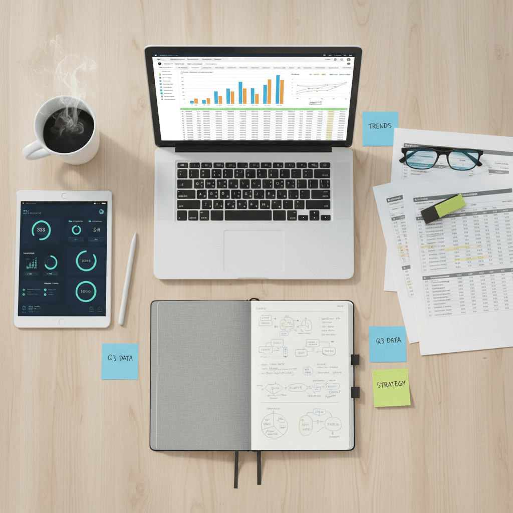 Monthly performance report on a desk