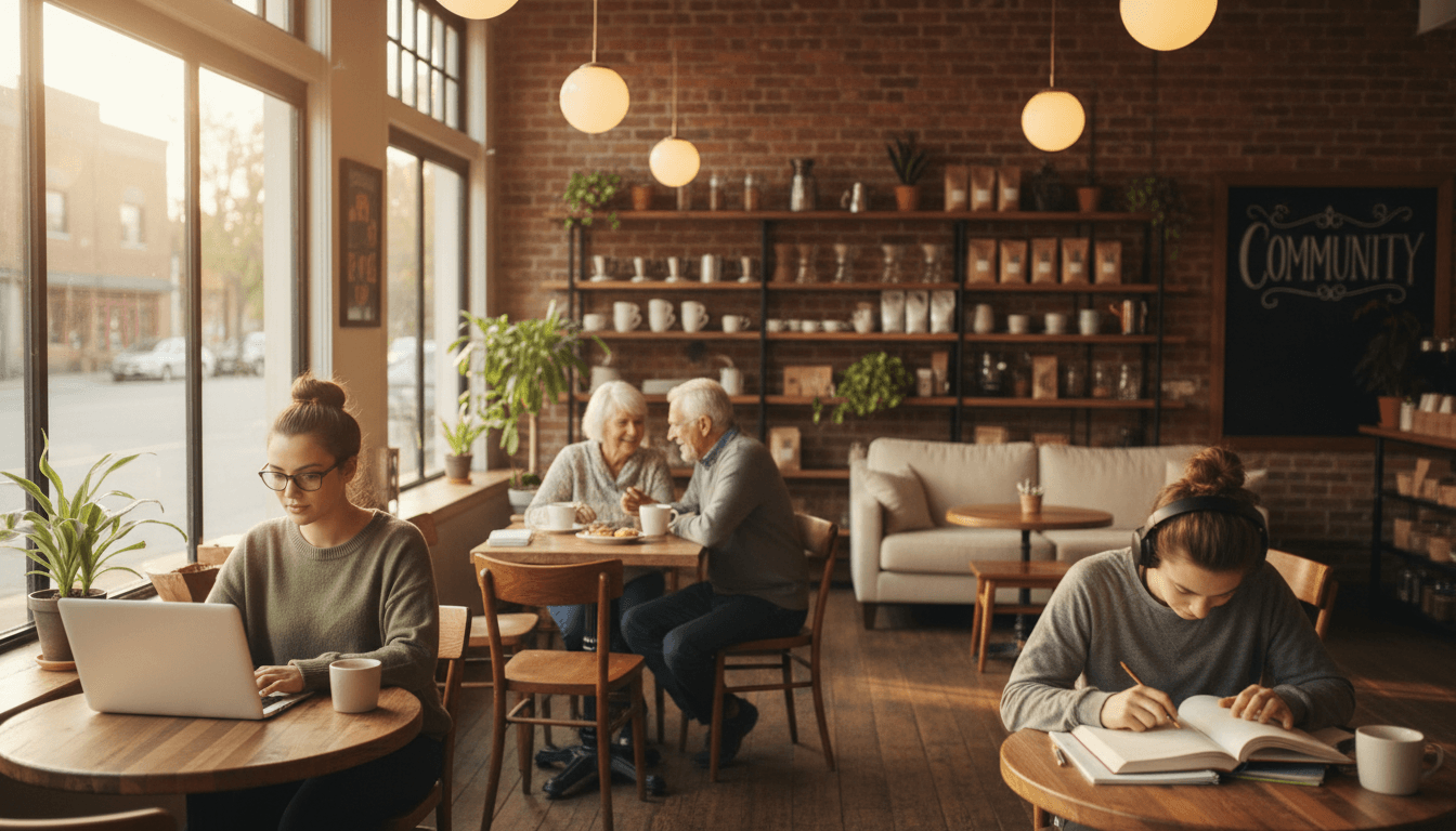 Small business owner checking phone notification in coffee shop